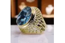 14K Yellow gold Aquamarine Ring Vintage Jewlery vrc089y